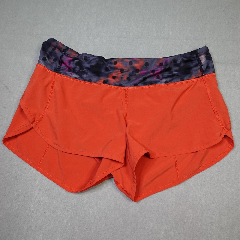 Lululemon Shorts Womens 6 Orange Speed Run Athletic Back Zip Reflective Liner